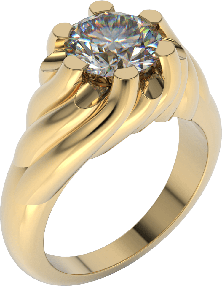 Fluted Solitaire Ring