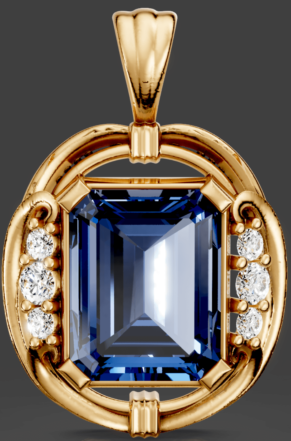Emerald-Cut Gemstone Pendant