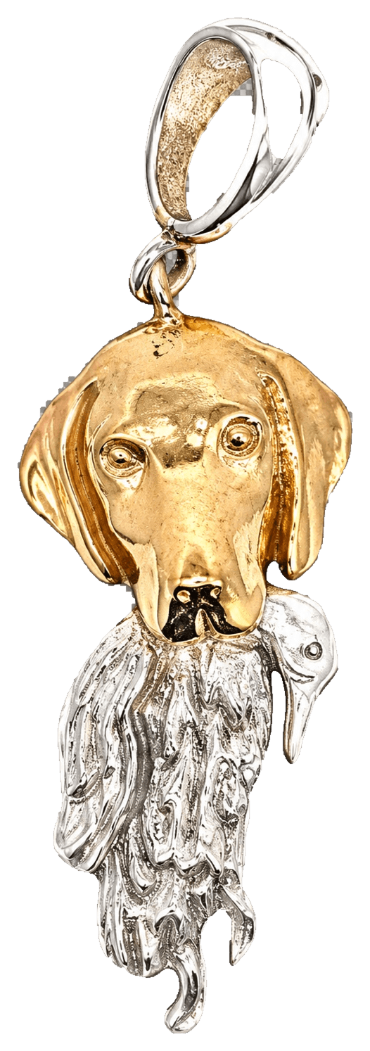 Sterling Silver Labrador Retriever & Duck Pendant