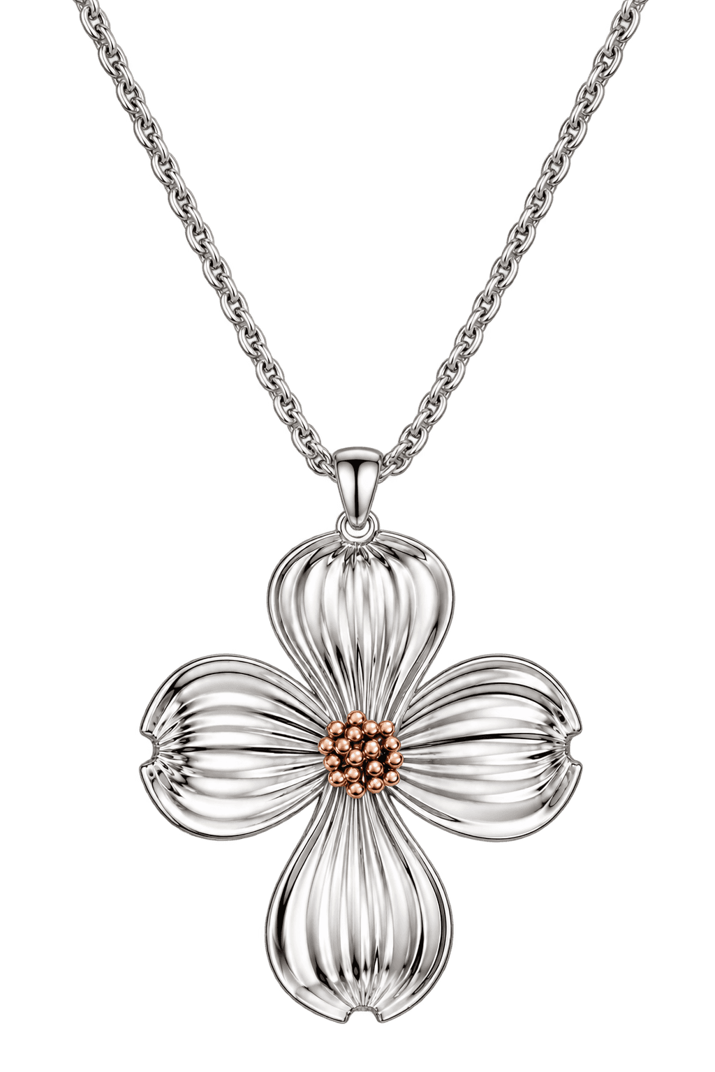 Sterling Silver Dogwood Flower Cross Pendant