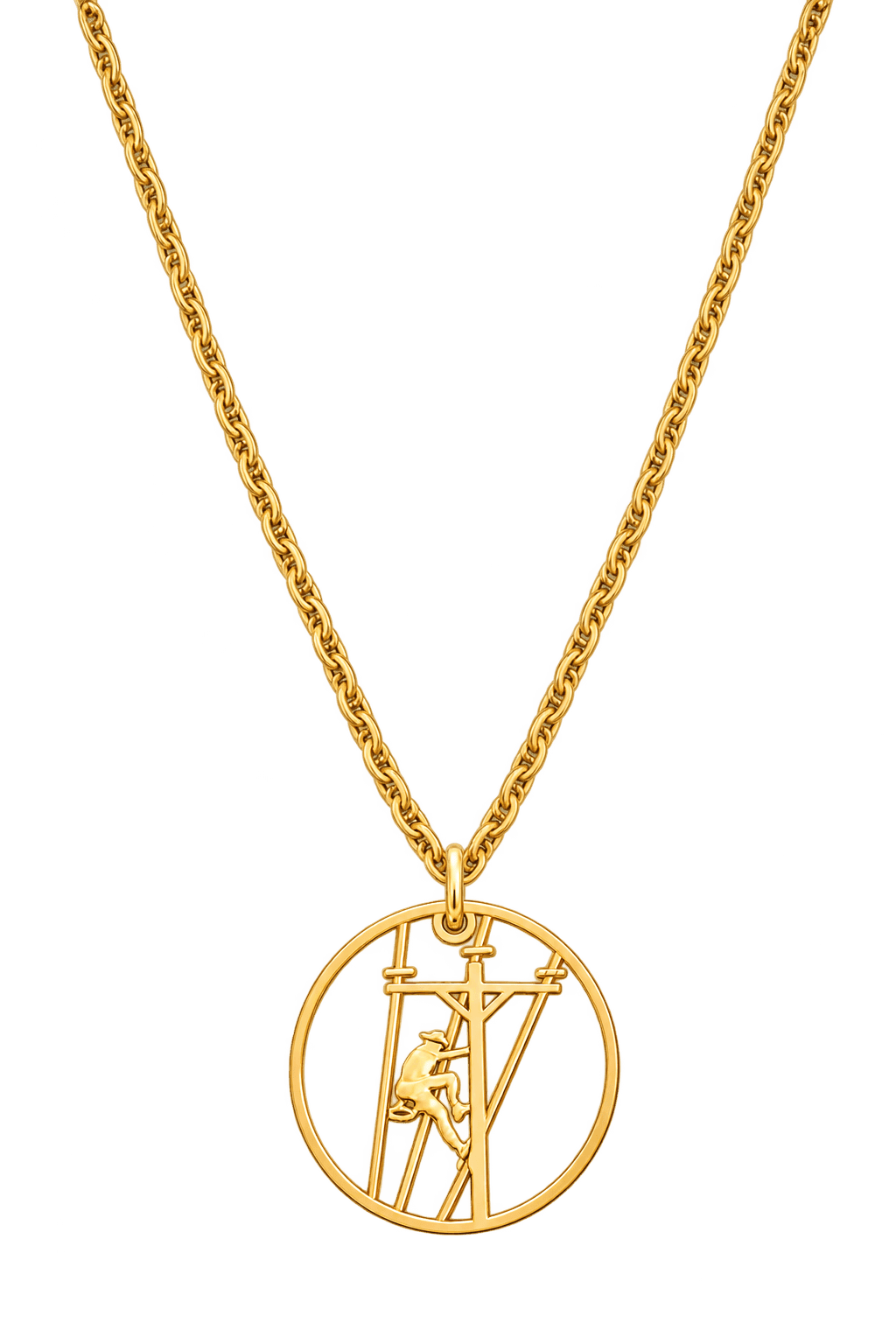 14K Gold Lineman Pendant