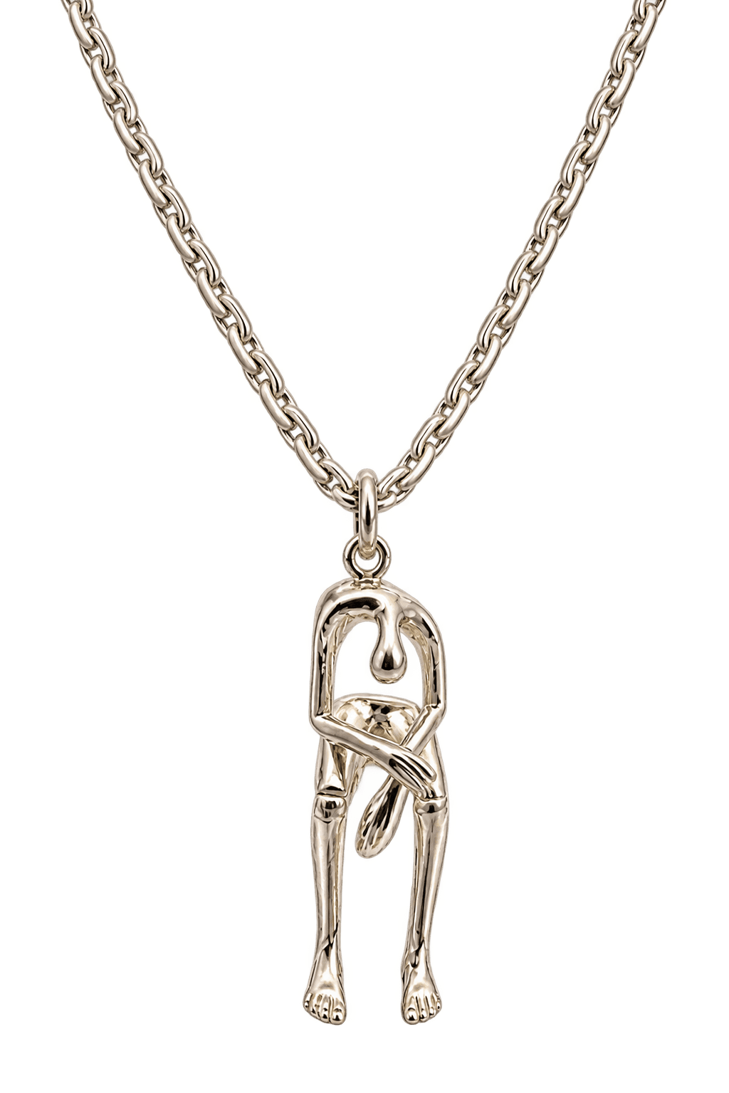 Melancholy Man Sterling Silver Pendant & Chain