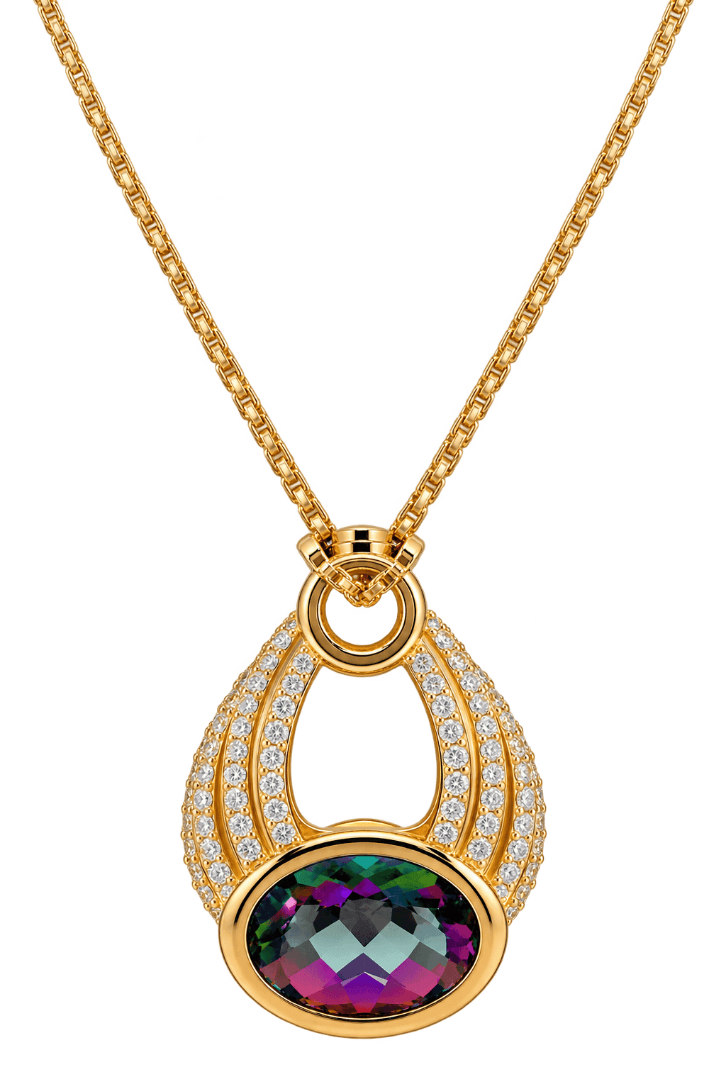 10K Yellow Gold Mystic Topaz & Lab-Grown Diamond Pendant