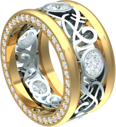 Bezel Set Two-Tone Wedding Band
