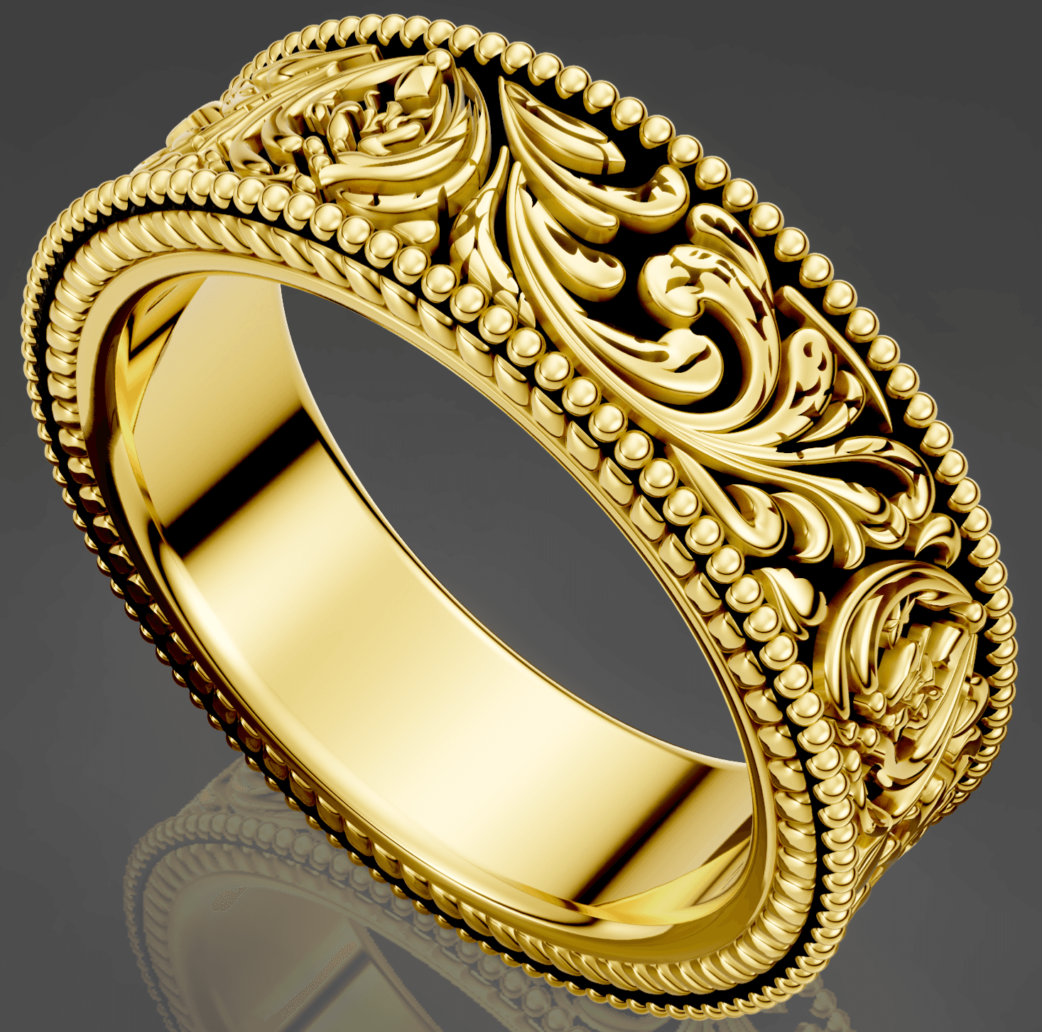 Vintage Scroll Wedding Band