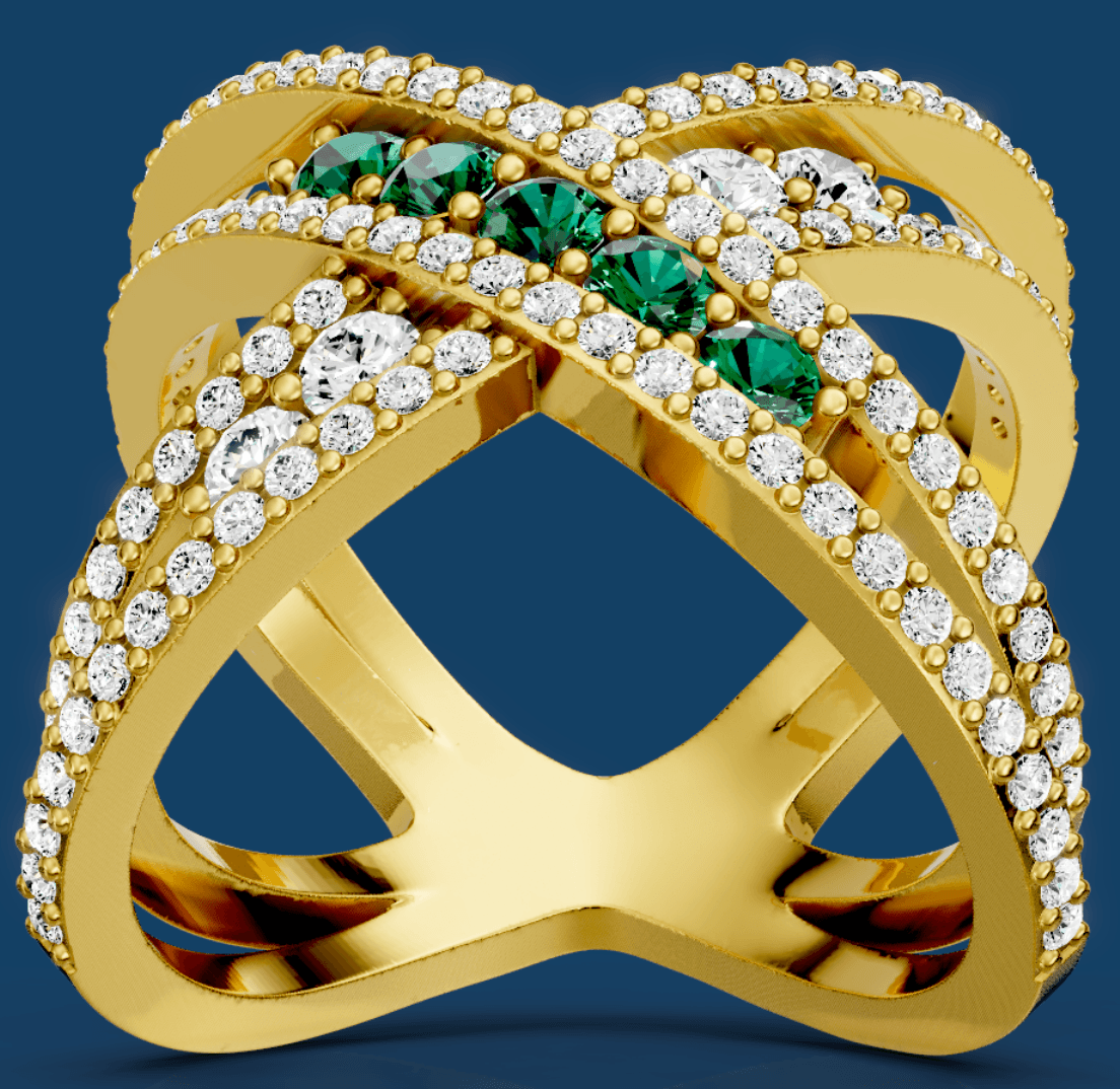 Crossover Gemstone Ring