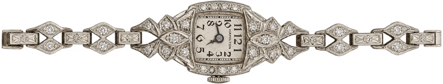Estate Platinum & Diamond Hamilton Ladies Watch