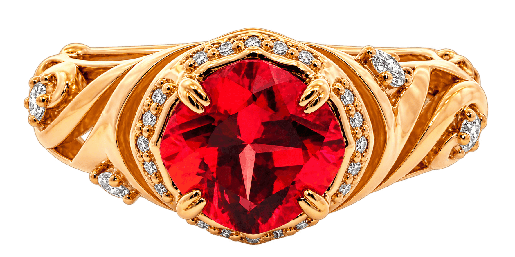 Ladies’ 14K Rose Gold Lab Padparadscha Sapphire & Diamond Ring