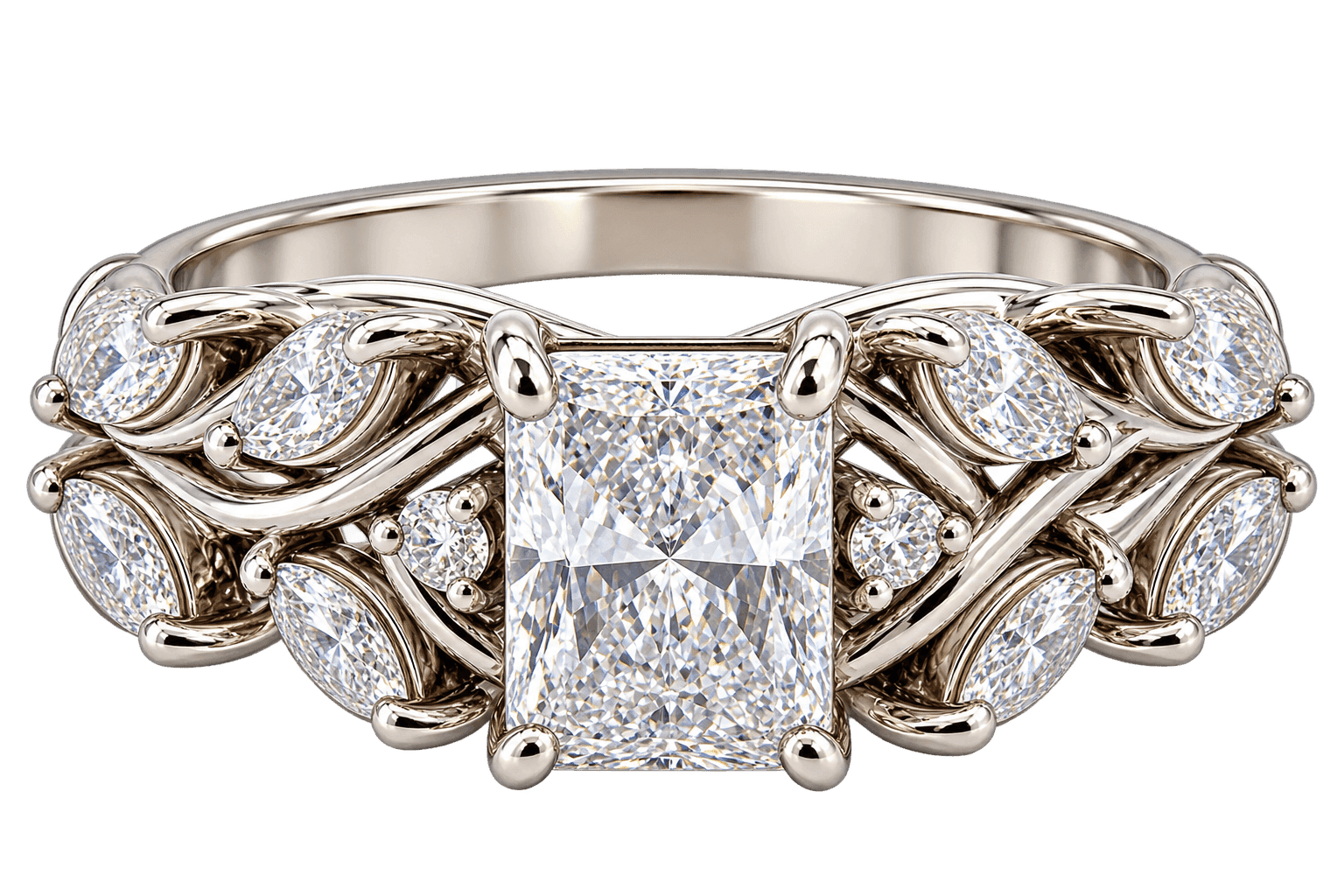 14K White Gold Radiant-Cut Diamond Engagement Ring