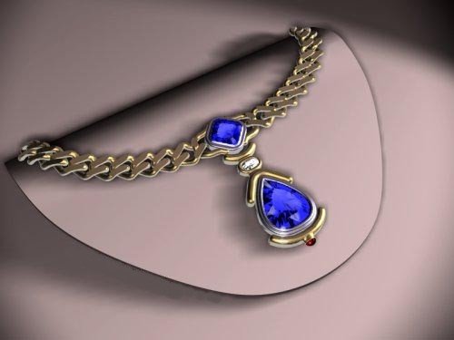 Custom necklace with pear shape sapphire pendant